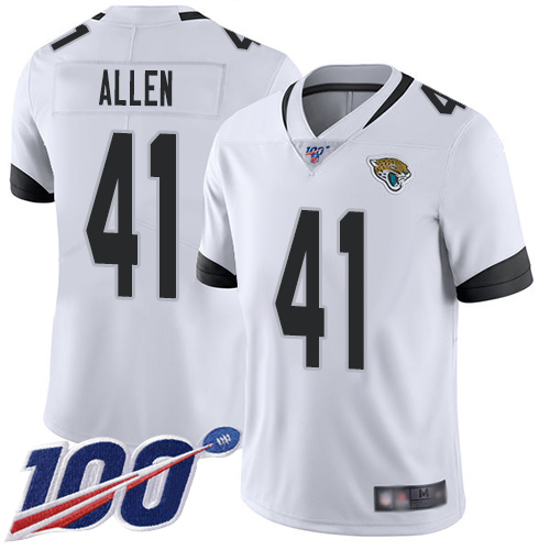 Men Nike Jacksonville Jaguars 41 Josh Allen White Stitched NFL 100th Season Vapor Limited Jersey
